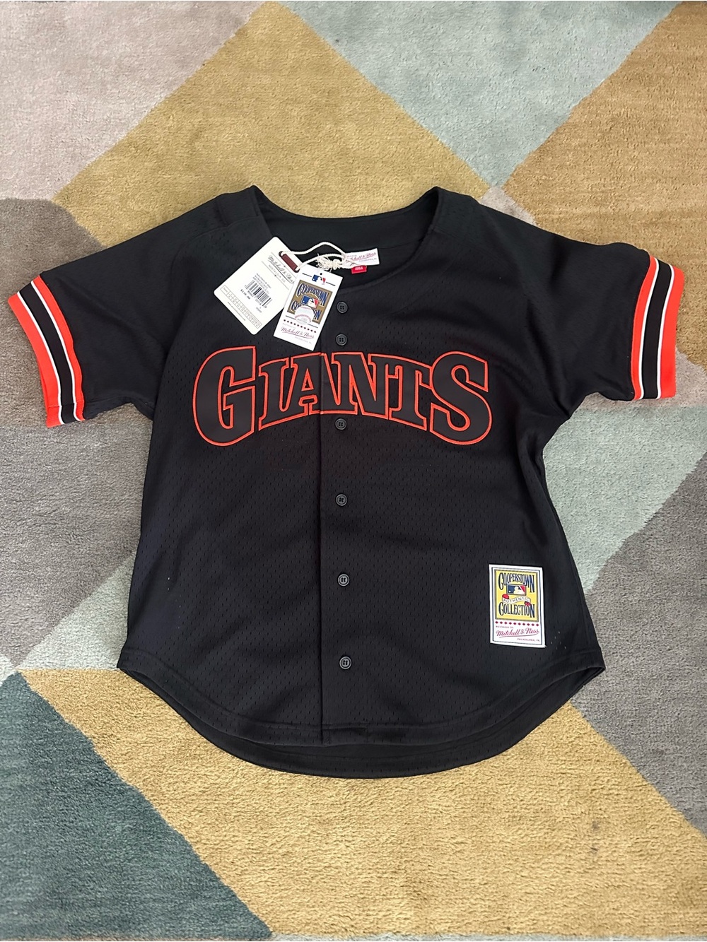 Giants Adult Black Baseball Jersey with Red Trim